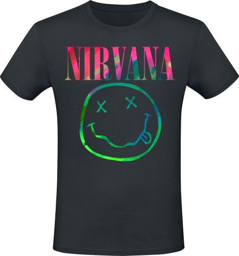 Nirvana Smiley Rainbow Tričko černá