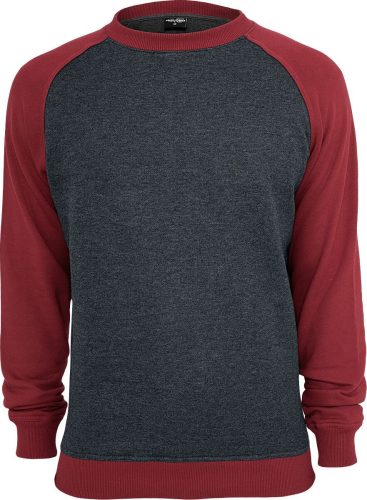 Urban Classics 2-Tone Raglan Crewneck Mikina charcoal/červená