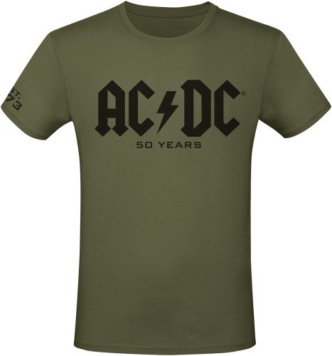 AC/DC 50 Years Logo Tričko olivová