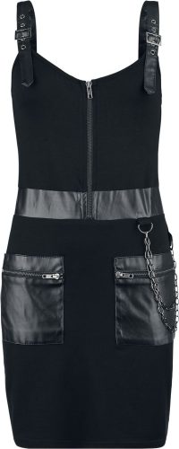 Gothicana by EMP Krátké šaty s řetízky a koženkovými detaily Šaty černá