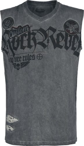 Rock Rebel by EMP Sivý top s opraným efektom a potlacou Tank top šedá