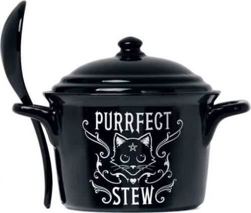 Alchemy England Kotlík s lžící Purrfect Stew porcelánový hrnek cerná/bílá