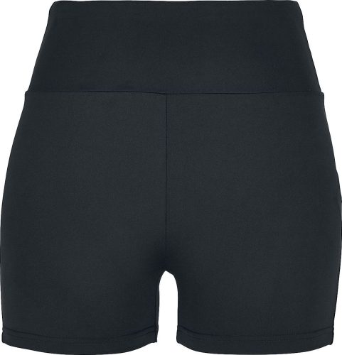 Urban Classics Dámské žebrované cyklistické šortky s vysokým pasem a krajkovým lemem Dámské kraťasy - Hotpants černá