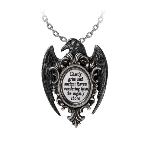 Alchemy Gothic Quoth the Raven Pendant Náhrdelník - řetízek cerná/stríbrná