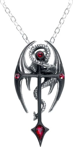 Alchemy Gothic drací kríž Náhrdelník - řetízek cerná/stríbrná