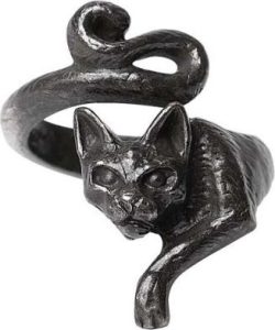 Alchemy Gothic Le Chat Noir Ring Prsten černá