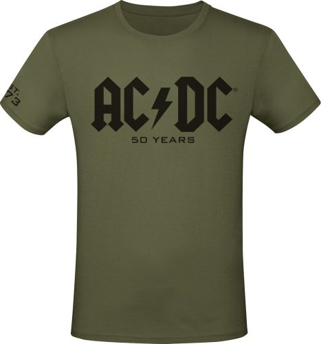 AC/DC 50 Years Logo Tričko olivová