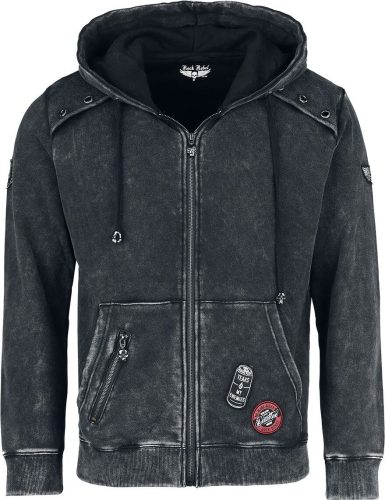 Rock Rebel by EMP Mottled Jacket With Patches Mikina s kapucí na zip černá