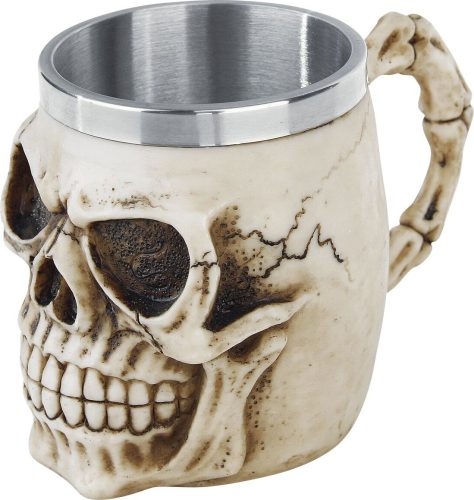 Nemesis Now Grinning Skull Tankard Půllitr šedobílá