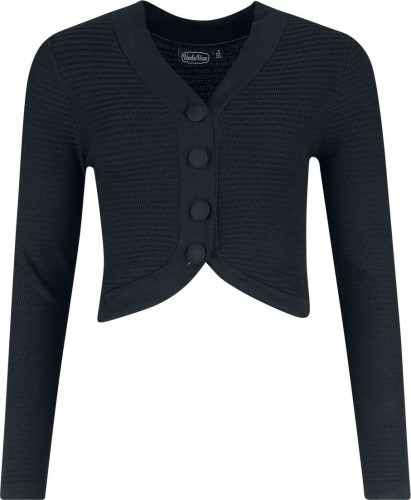 Voodoo Vixen Textured Knit Crop Cardigan Cardigan černá