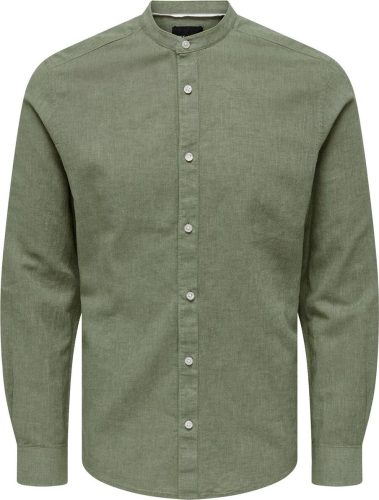 ONLY and SONS ONSCaiden LS Solid Linen MAO Shirt Košile zelená