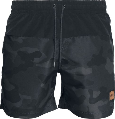 Urban Classics Block Swim Shorts Pánské plavky tmavá kamufláž / černá