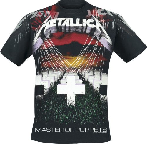 Metallica Master Of Puppets - Faded Allover Tričko černá