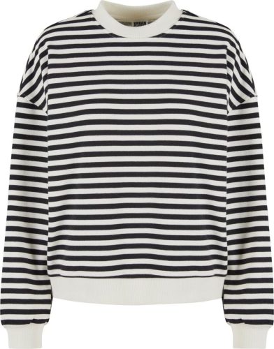 Urban Classics Ladies Oversized Striped Crewneck Dámská mikina cerná/bílá