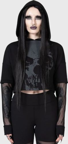 KIHILIST by KILLSTAR Chilled Bone Crop Hoodie Dámská mikina s kapucí černá