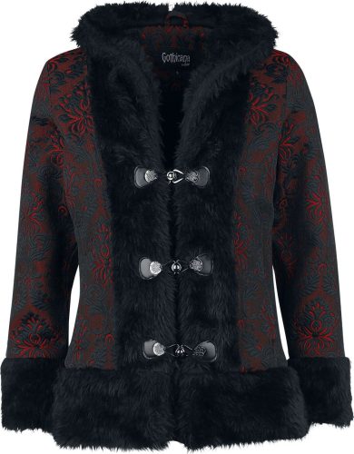 Gothicana by EMP Brocade Jacket With Teddy Fur Details Dámská bunda cerná/cervená