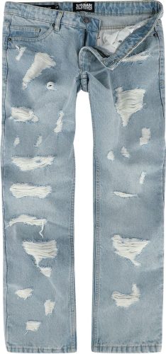 Urban Classics Heavy Ounce Straight Fit Heavy Destroyed Jeans Džíny světle modrá