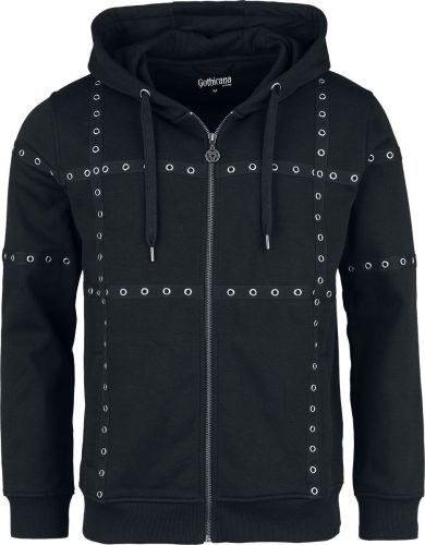 Gothicana by EMP Rivet Hole Zipper Hoodie Mikina s kapucí na zip černá