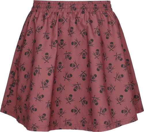 Black Premium by EMP A-Line Skirt with Skull Print Sukně tmavě červená