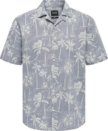 ONLY and SONS ONSCaiden Reg Hawaii AOP Linen Košile modrá