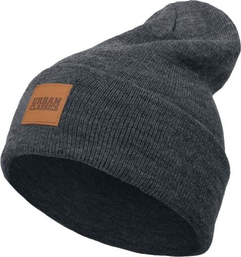 Urban Classics Leatherpatch Long Beanie Beanie čepice charcoal