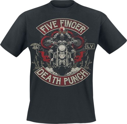 Five Finger Death Punch Biker Skully Tričko černá