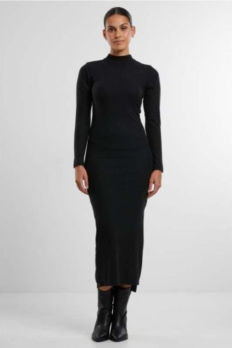 Urban Classics Ladies Rib Longlseeve Mockneck Dress Šaty černá