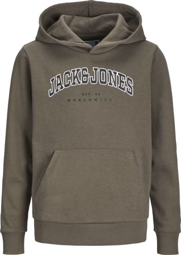 Jack & Jones Junior Tepláková mikina JJECaleb Versity detská mikina s kapucí hnědá