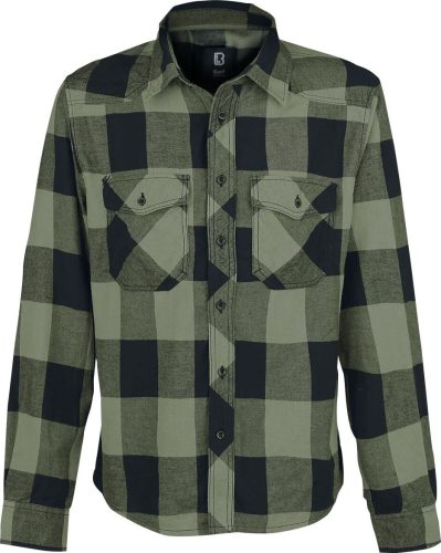 Brandit Checkshirt Košile cerná/olivová