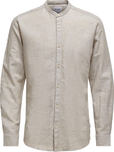 ONLY and SONS ONSCaiden LS Solid Linen MAO Shirt Košile béžová