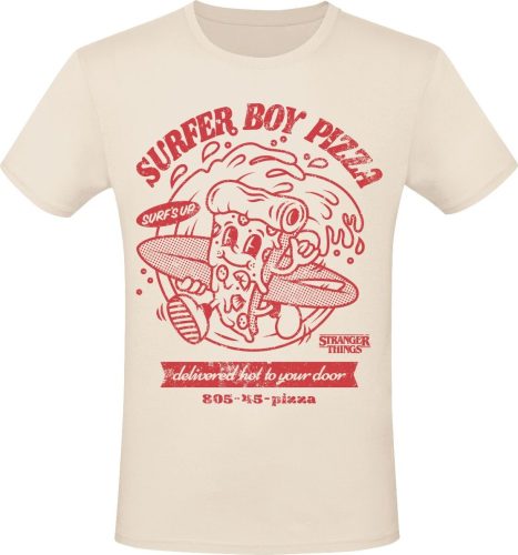 Stranger Things Surfer Boy Pizza Tričko béžová