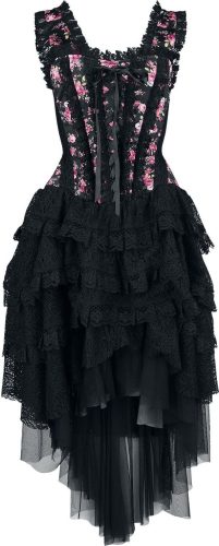 Gothicana by EMP Dress with Carmen Collar and Embroidery Šaty černá