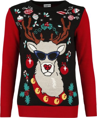 Ugly Christmas Sweater Reindeer With Sunglasses Pletený svetr vícebarevný