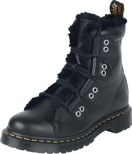 Dr. Martens 1460 LTT FL - Black Milled Nappa & Black Wanama & Black Milo Fur (Dh-A012) boty černá