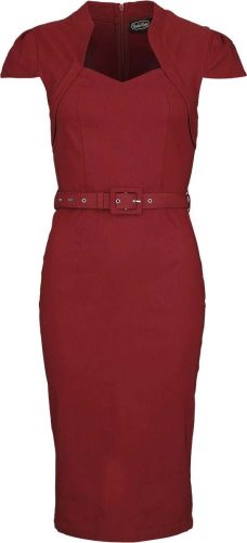 Voodoo Vixen Bodycon Belted Short Sleeve Dress Šaty červená