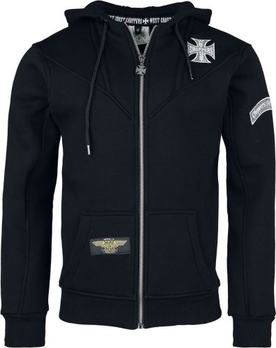 West Coast Choppers WCC OG Classic Panel Zip Hoodie Mikina s kapucí na zip černá