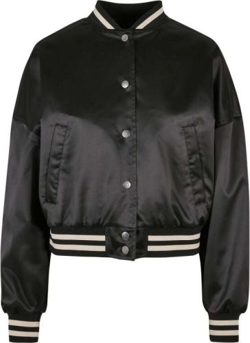 Urban Classics Ladies Short Oversized Satin College Jacket Dámská bunda černá