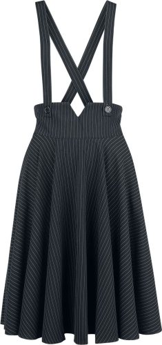 Voodoo Vixen Pinstripe Suspender Flare Skirt Sukně cerná/bílá