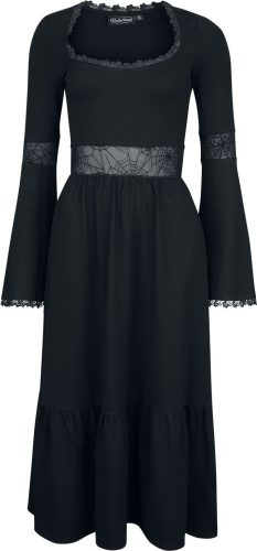 Voodoo Vixen Lace Panel Long Sleeve Dress Šaty černá