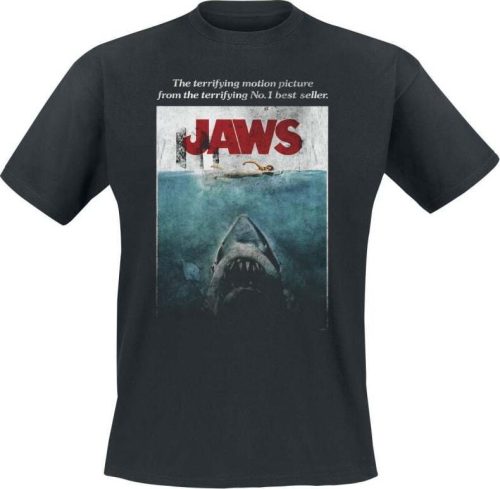 Der weisse Hai JAWS Washed Poster Tričko černá