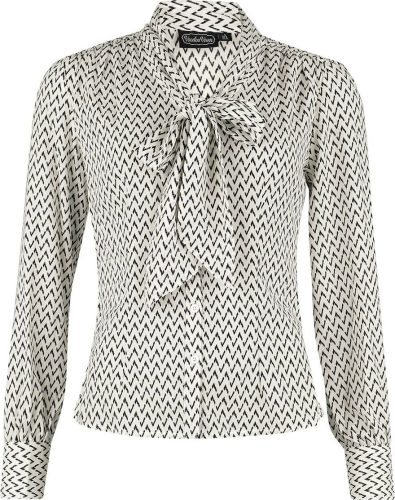 Voodoo Vixen Crepe Bow Long Sleeve Blouse Halenka bílá/cerná