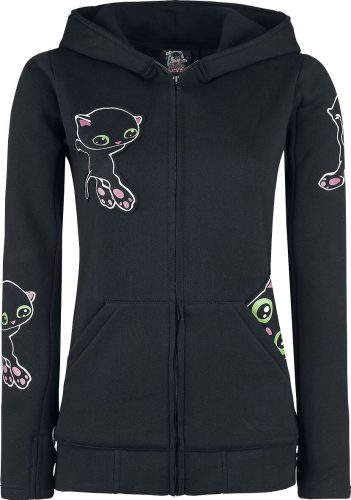 Cupcake Cult Black Cat Hood Dámská mikina s kapucí na zip černá