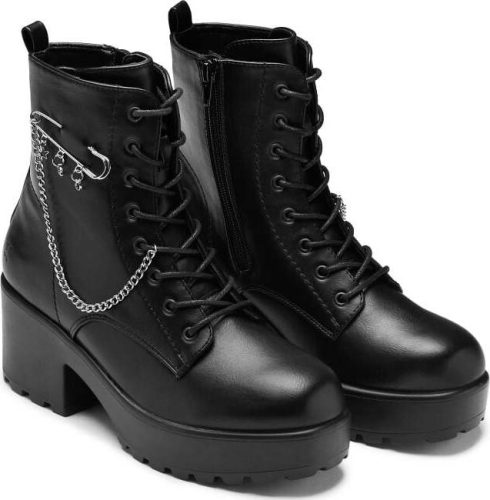 KOI Salvius Safety Pin Military Lace Up Boot boty černá