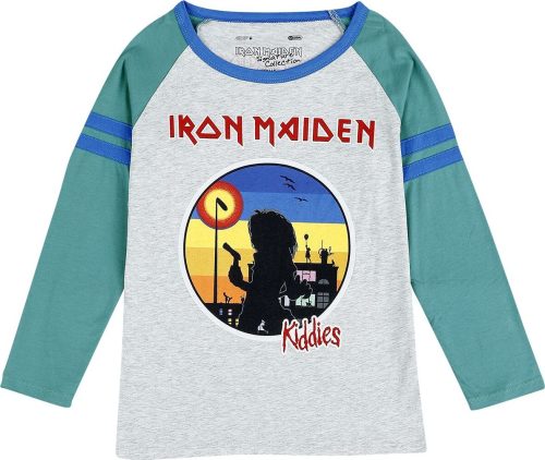 Iron Maiden Kids - EMP Signature Collection detské tricko - dlouhý rukáv šedá/tyrkysová