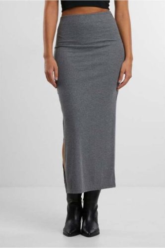 Urban Classics Ladies Rib High Slit Skirt Maxi sukně prošedivelá