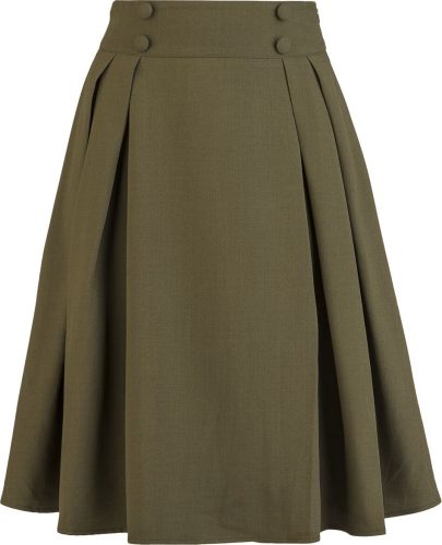 Voodoo Vixen Button Waistband Pleated Flare Skirt Sukně zelená