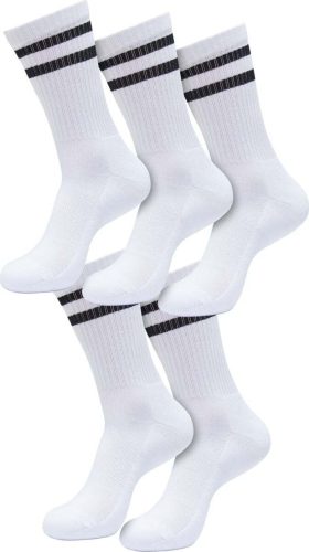 Urban Classics Double Stripe Socks 5-Pack Ponožky bílá/cerná