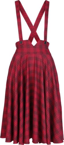 Voodoo Vixen Plaid Removable Suspender Flare Skirt Sukně červená