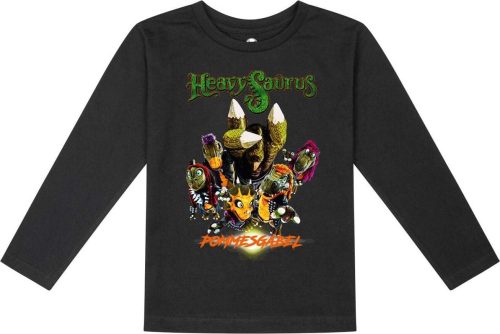 Heavysaurus Metal-Kids - Pommesgabel detské tricko - dlouhý rukáv černá