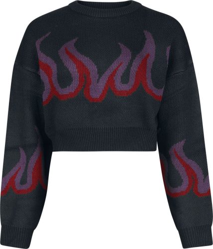 Jawbreaker Dark Flame Chunky Copped Jumper Svetr cerná/barevná